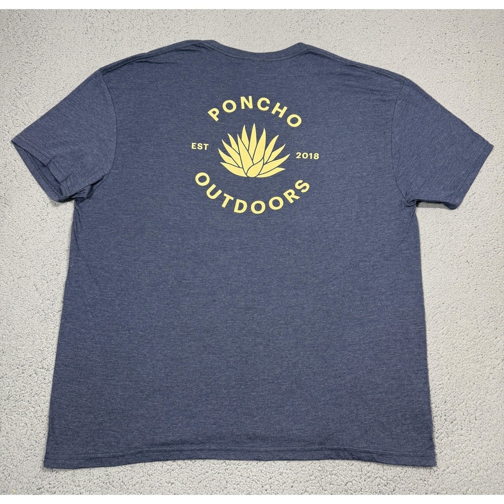 Poncho Outdoors Shirt Mens 2XL Blue Est 2018 Logo Graphic Outdoor Tee Nature